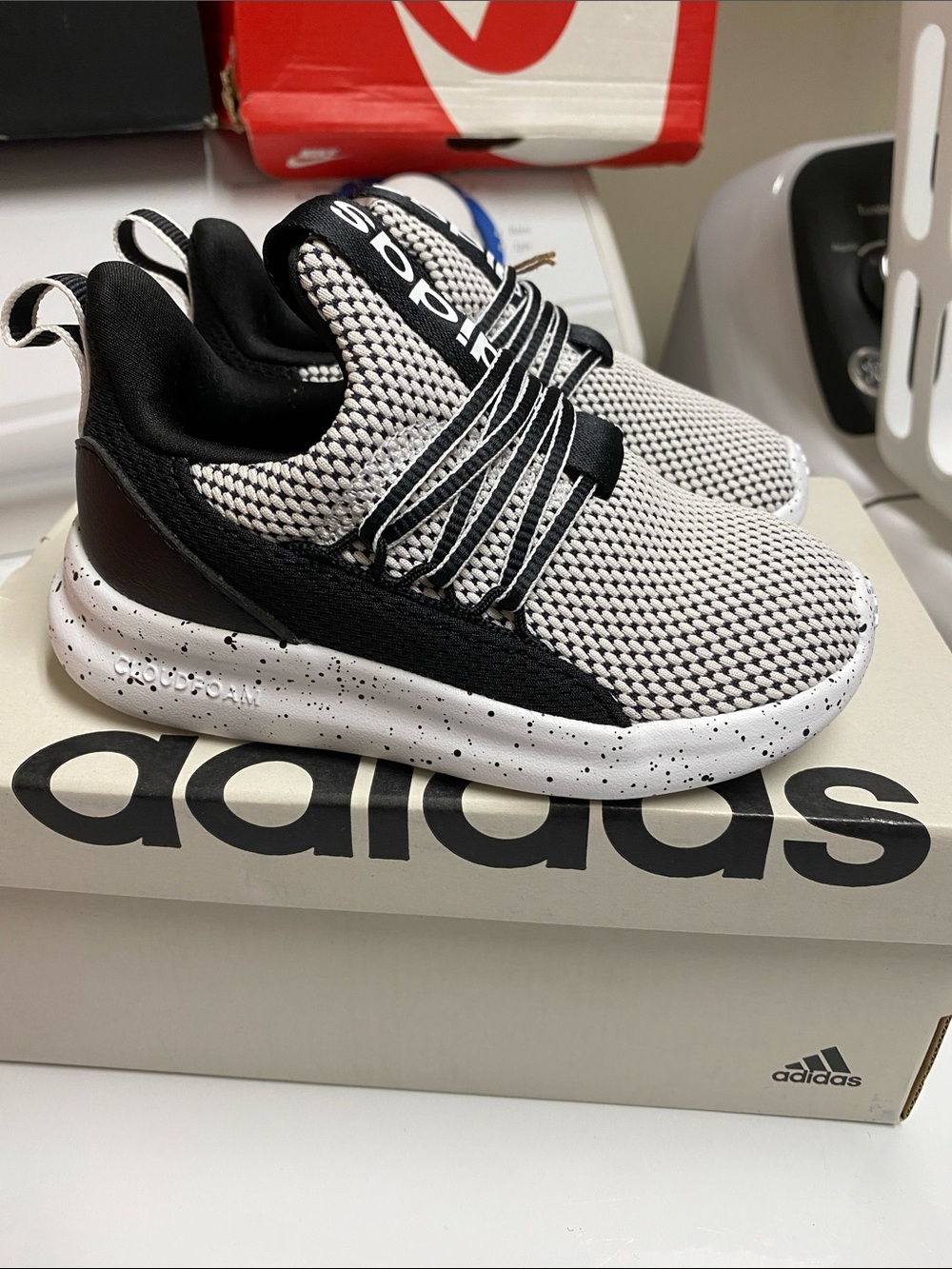 Adidas Kids  RACER ADAPT 7.0 Slip-On Sneakers - Black & White